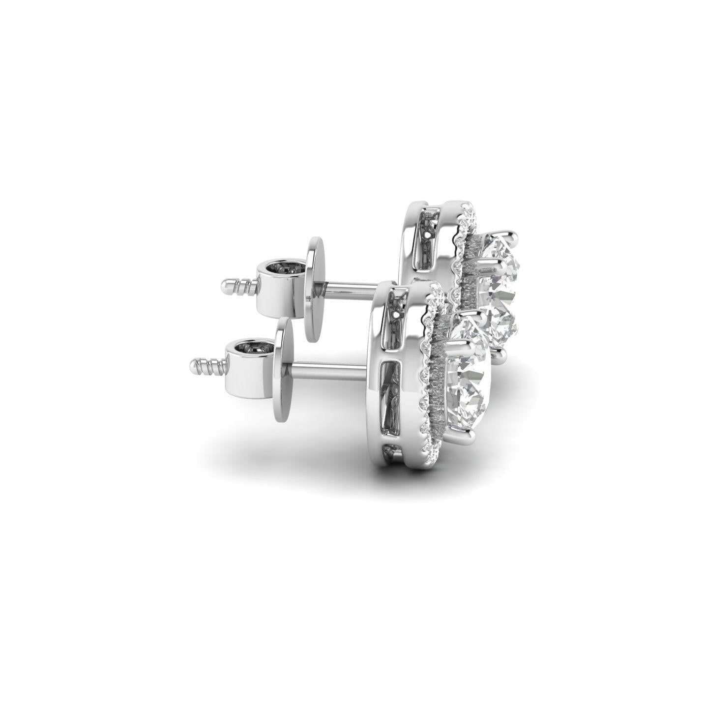 14K Gold Studded TW 3 Carat E Color VS1 Clarity Lab Grown Diamond Studs.